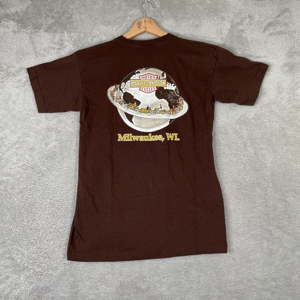 Harley Davidson Museum‎ T Shirt Mens Medium Brown Graphic Milwaukee WI Cotton